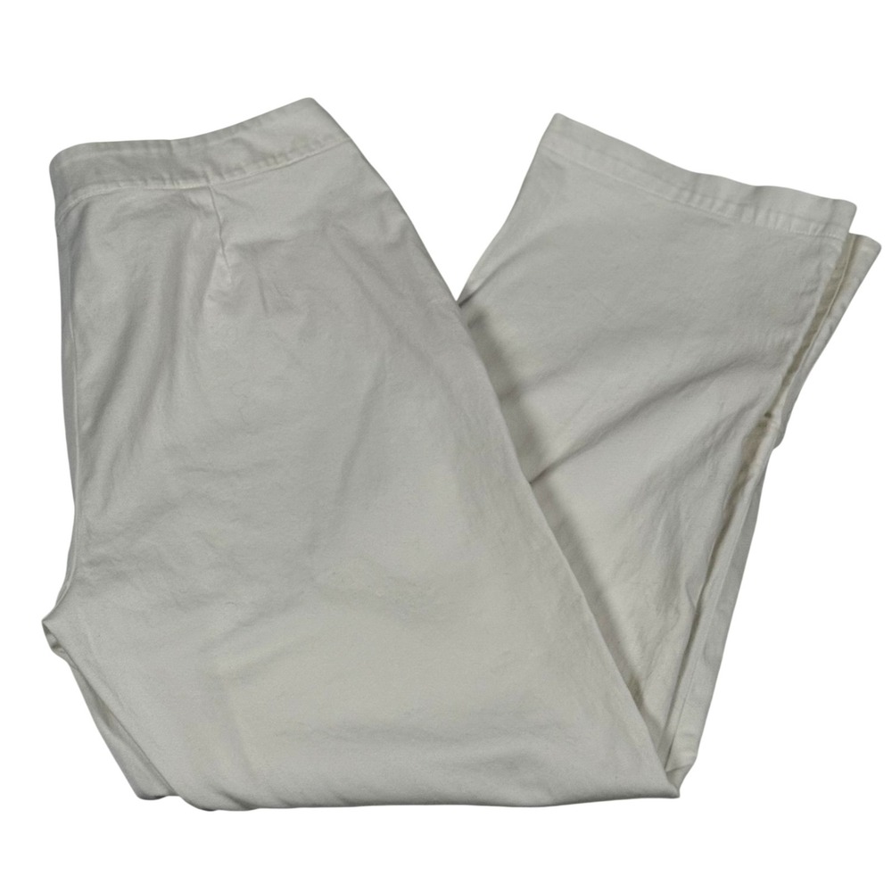Cropped Straight Leg Pants 8 White Stretch Twill Neutral Office Miinimalist Chic